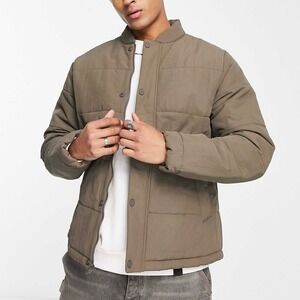 Abercrombie Fitch Men's Everyday Relaxed Puffer Jacket in Taupe Size Medium